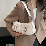 LoveFery - Fashion Leather Shoulder Armpit Bag for Women Tend Female Simple Small Pocket Design Underarm Handbags and Purses