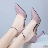 lovefery Thick-heeled High-heeled Shoes Female Fairy Wind Summer New All-match Girl Pointed Toe Strap Sandals for Women’s