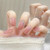 24pcs Wearable Pink Press On Fake Nails Tips With Glue false nails design Butterfly Lovely Girl false nails With Wearing Tools