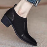 lovefery Autumn New Soft Work Shoes,Women Mid Heels,Stretch,Pointed Toe,Slip On British Style