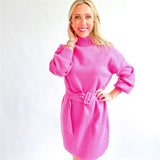 Keagan Belted Knit Sweater Dress