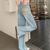 lovefery Baby Blue Loose Straight Jeans Women's High Waist Thin Summer Thin Design Tassel Versatile Wide Leg Pants Trend