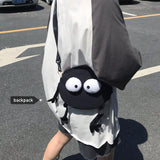 LoveFery - New Fashion Big Eyes Canvas Girls Shoulder Bag Cute Black Briquettes Messenger Bag Kids Women Coin Purse Mini Crossbody Handbag