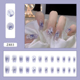 24Pcs/Box Sweet Short Round/Square Head False Nail Art Full Cover Detachable Artificial Fake Nails Ballerina Press on Nails Tips