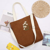 LoveFery - Large Women Shoulder Shopper Bag Ladies Canvas Tote Shopping Bags Corduroy Female Handbag Crossbody Book Bags for Girl Student