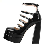 lovevvr - Women's New Spring and Autumn Casual High Heels Sexy Thick Sole High Heels Mary Jane Shoes Black Platform High Heels