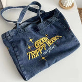 LoveFery - Crossbody Bags For Women Casual Denim Bags embroidery Female Shoulder Bag Pack Travel Zipper Handbag Tote Ladies Messenger Bag