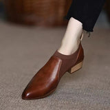 lovefery Autumn New Soft Work Shoes,Women Mid Heels,Stretch,Pointed Toe,Slip On British Style