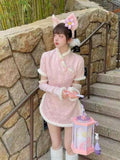 lovefery Snow-Dusted Plum Blossom Warrior Fairycore Princesscore Dress with Gloves and Pants Bottoms Set