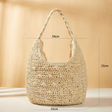 LoveFery - Fashion Straw Women Shoulder Bags Paper Woven Female Handbags Large Capacity Summer Beach Straw Bags Casual Tote Purses