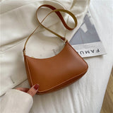 LoveFery - Trend New Luxury Women&#39;s Fashion Handbags Retro Solid Color PU Leather Shoulder Underarm Bag Casual Women Hobos Handbags