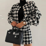 Tyra Houndstooth Blazer and Skirt Two Piece Set