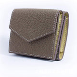 LoveFery - Short Three Fold Leather Wallet New Fashion Women's Cowhide Cabinet Color Contrast Multi Card Pocket Wallet