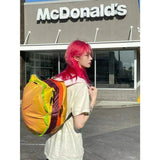 lovefery - Cute Retro Hamburger Kawaii Shoulder Bag High Capacity Pu Leather Student Backpack Women Bag School Backpack College Students