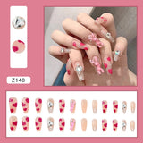 24pcs Butterfly decorated false nails Removable Long Paragraph Fashion Manicure fake nail tips full cover acrylic for girls nail