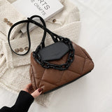 LoveFery - Kawaii Tote Bag Hit Winter PU Leather Padded Quilted  Women's Designer Handbag Luxury Brand Chain Shoulder Crossbody Bags