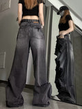 lovefery Niche Design Jeans, High Street Heavy Industry Wide Leg Pants, High-end Floor Length Pants, Trendy Brand Women's Jeans