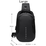 lovefery - Men PVC Multifunctional Shoulder Bags Travel Pack Waterproof USB Sling Chest Bag Messenger Crossbody Pack For Male Female Women