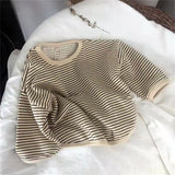 1-8T Cotton Children's Clothing Long Sleeve T-shirts Striped Baby Boy Girl Tops Casual Kids T-shirt Autumn Spring Tee