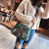 LoveFery - High Quality Abrasive Fabric Women Bag Fashion Embroidery Handbag Female Crossbody Bags Designer Multifunction Shoulder Bag Tote