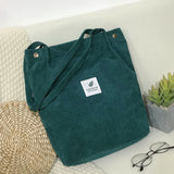 LoveFery - Women Corduroy Shoulder Shopping Bags Reusable Casual Outdoor Party Tote New Female Bag Handbags with Button Eco Organizer