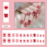 24pcs Butterfly decorated false nails Removable Long Paragraph Fashion Manicure fake nail tips full cover acrylic for girls nail