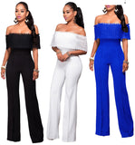 lovefery  Jumpsuit Women Overalls Party Lace Rompers White Bodysuit Long Sleeve V-neck Long Pants Y2k Elegant Autumn Spring Outfits Work