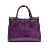 LoveFery - Crocodile Pattern Composite Womens Handbags 2 Pecs/set Fashion Women Bag Big Female Vintage Shoulder Bags Purple Ladies Bolsa