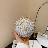 Sparkly Round Evening Purses for Women Shiny Diamonds Handbag Unusual Party Mini Small Bags Fashion Luxury Shoulder Bag Woman