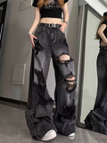 lovefery Niche Design Jeans, High Street Heavy Industry Wide Leg Pants, High-end Floor Length Pants, Trendy Brand Women's Jeans