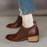 lovefery Autumn New Soft Work Shoes,Women Mid Heels,Stretch,Pointed Toe,Slip On British Style