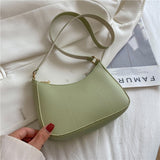 LoveFery - Trend New Luxury Women&#39;s Fashion Handbags Retro Solid Color PU Leather Shoulder Underarm Bag Casual Women Hobos Handbags