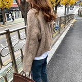 Autumn Elegant Warm Sweater Cardigan Fashion Loose Thick V-neck Knitted Sweater Gentle Vintage Winter Clothes Women Tops