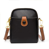 LoveFery - Women Solid Color Cow Leather Shoulder Crossbody Bags Designer 2 Zipper Genuine Leather Small Purse Fashion Ladies Handbags