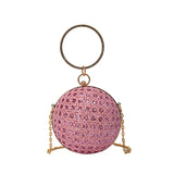 Sparkly Round Evening Purses for Women Shiny Diamonds Handbag Unusual Party Mini Small Bags Fashion Luxury Shoulder Bag Woman