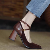 lovefery New Vintage Super High Heels Mary Jane Shoes Women Ankle Buckle Platform Pumps Woman Round Toe Chunky Heeled Lolita Shoes