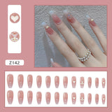 24pcs Butterfly decorated false nails Removable Long Paragraph Fashion Manicure fake nail tips full cover acrylic for girls nail