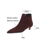 lovefery  fashion inspo    NEW Autumn Women Ankle Boots Sheep Suede Shoes Pointed Toe High Heel Shoes Women Concise Thin Heel Boots for Woman botines mujer