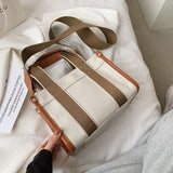 LoveFery - Casual Striped Canvas Large Tote Bag Designer Women Handbags Luxury Shoulder Crossbody Bags Big Shopper Purse Travel Sac Ol