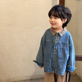 Autumn Children's denim jacket Contrast Corduroy Lapel collar outwear Boys and girls loose casual Coats