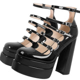 lovevvr - Women's New Spring and Autumn Casual High Heels Sexy Thick Sole High Heels Mary Jane Shoes Black Platform High Heels