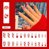 24pcs French Fake Nails Short Art Nail Tips Press Stick on False with Designs Full Cover Artificial Pink Wearable Clear Tips