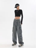 lovefery Vintage And Worn Wide Leg Jeans Women's Summer American High Street Design Straight Tube Overalls Pants Trendy Ins Women's Jeans