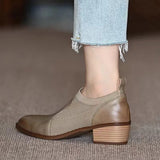 lovefery Autumn New Soft Work Shoes,Women Mid Heels,Stretch,Pointed Toe,Slip On British Style