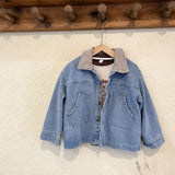 Autumn Children's denim jacket Contrast Corduroy Lapel collar outwear Boys and girls loose casual Coats