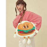 LoveFery - Creative Kawaii Hamburger Canvas Tote Bag Travel Bag Should Bag Women Leisure Eco Shopping High Quality Foldable Handbag