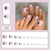 24pcs French False Toenails Nude Color with Glitter Rhinestone Press on Toe Nails Full Cover Wearable Artificial Stick-on Nails