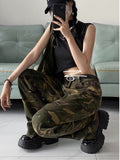 lovefery Loose Splashed Ink Speaker Camouflage Pants Trendy Hip-hop Vintage Versatile Work Clothes Pants Wide Leg Pants Women's Jeans