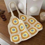 LoveFery - Bohemian Paisley Crochet Women Shoulder Bags Knitting Large Tote Bag Casual Lady Handbags Big Shopper Purses Summer Beach Bag