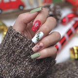 24Pcs Long Ballet Christmas False Nails Wearable Xmas Style Fake Nails Elk Santa Claus Design Full Cover Press on Nail Tips